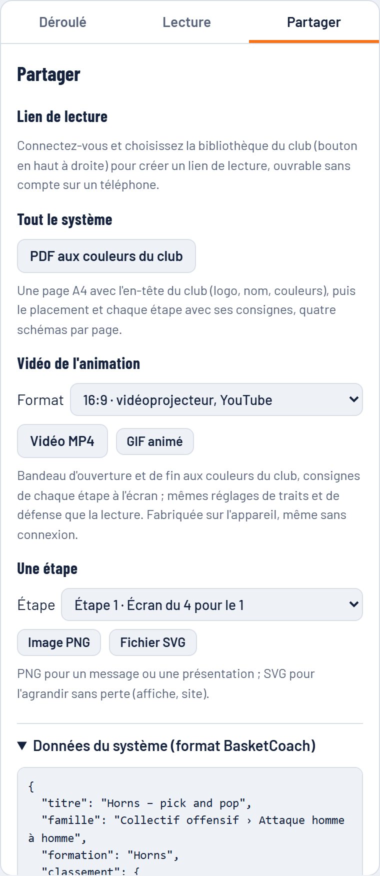 Onglet Partager