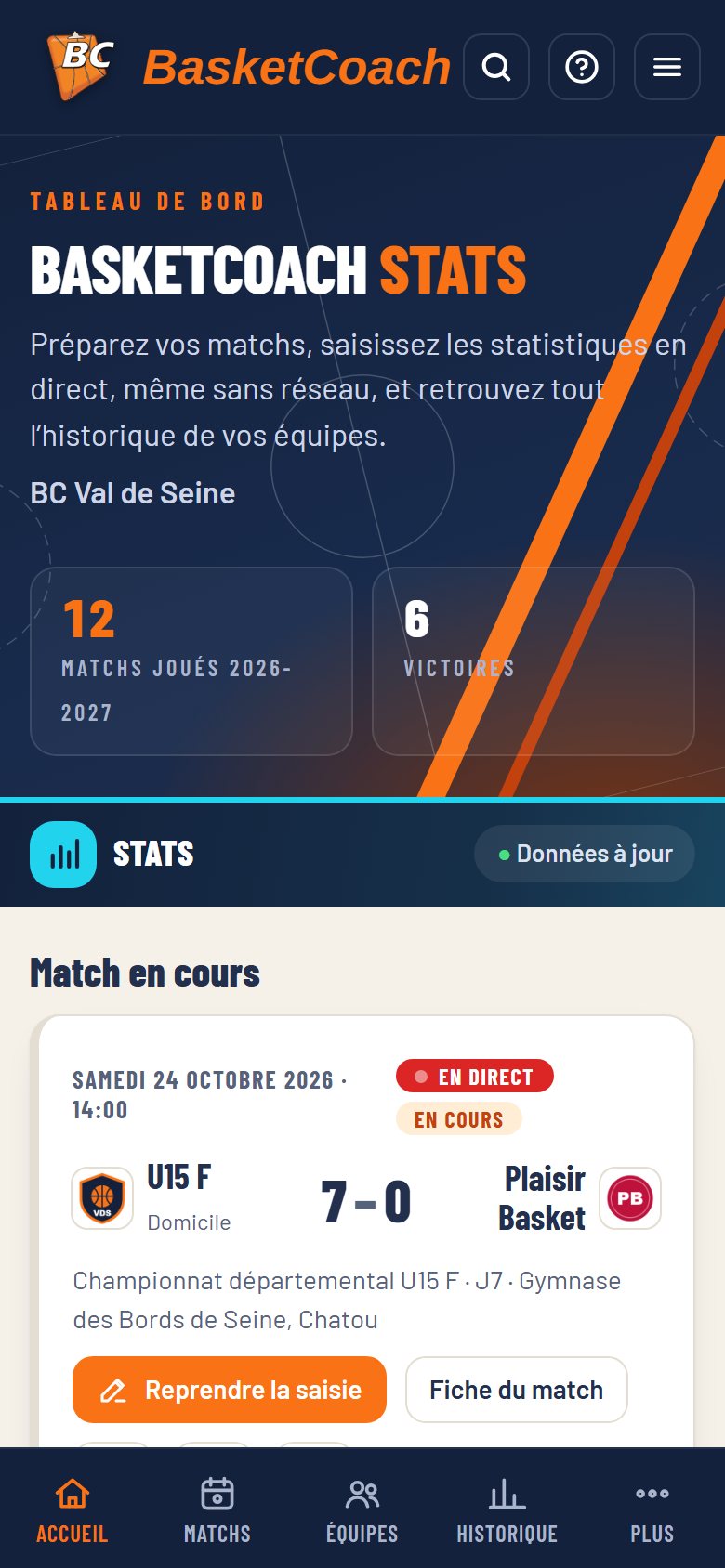 Stats sur téléphone